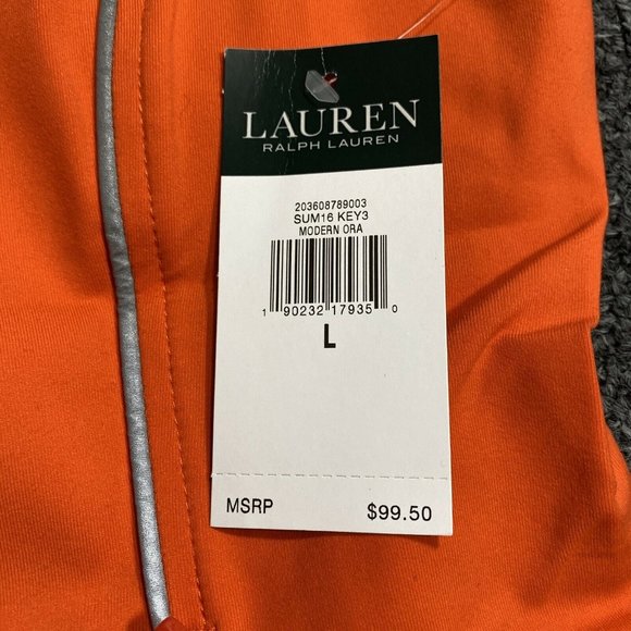 NWT New LRL Lauren Active Orange Reflective Full Zip Vest L $99 - Sum16 Key3 - Picture 2 of 10